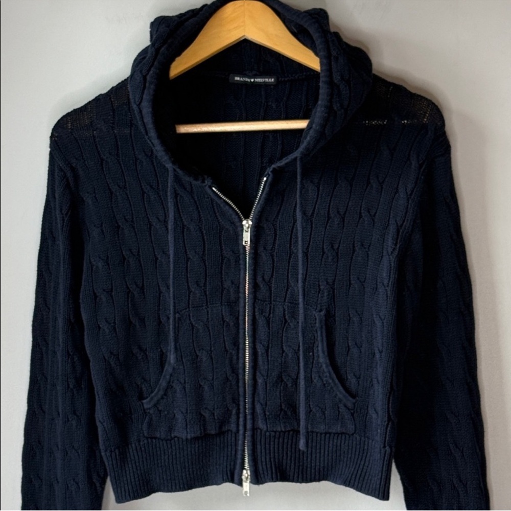 Brandy Melville Cardigan Ayla Cropped Cable Knit Sweater - Picture 3 of 8